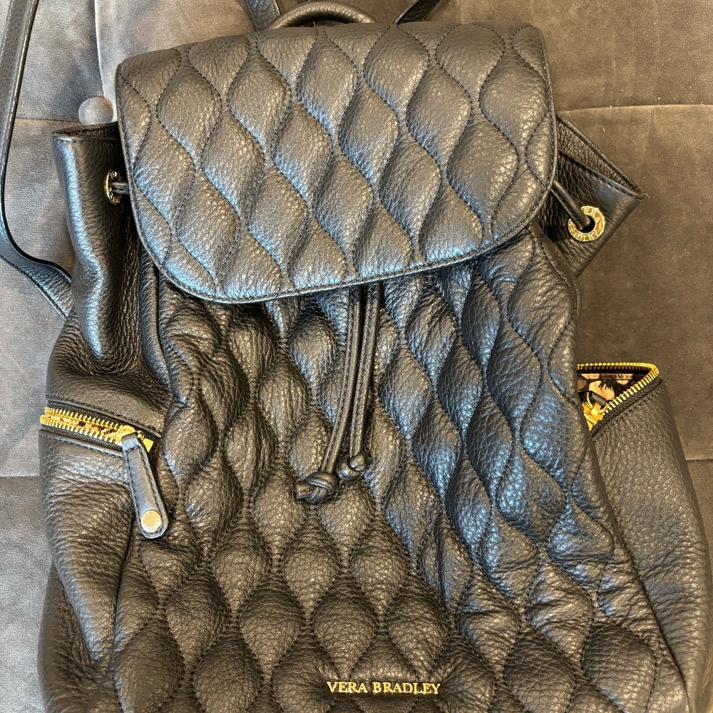 Vera Bradley Amy Backpack Black Leather